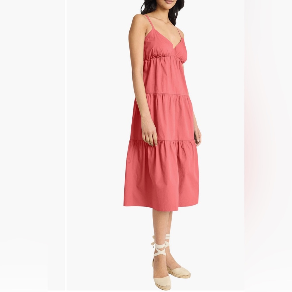 NWT The Good Journey V Neck Tiered Cotton Desert Rose Midi Dress